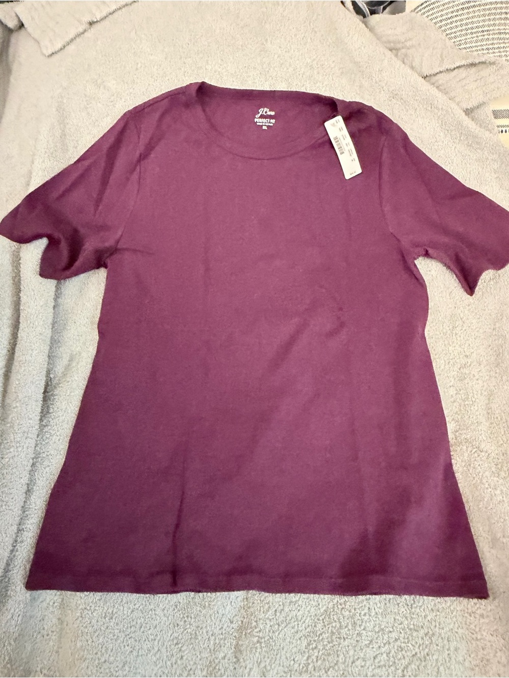 J.Crew perfect fit xl  Crewneck Short-Sleeve Top - Wine new with tag